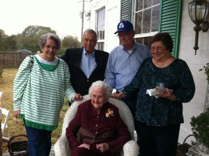 My Great-Aunt Sissy with her brother Bubba (my grandfather's) kids - Aunt Carol, Daddy, Uncle Pat, & Aunt Polly.